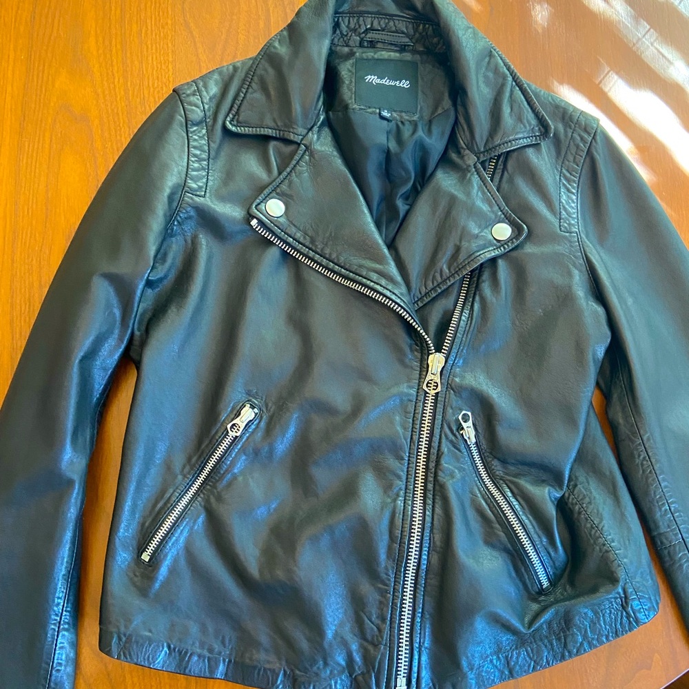 Madewell washed leather motorcycle jacket